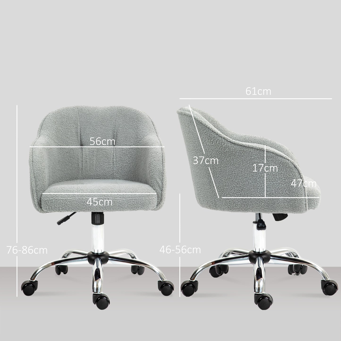 Ergonomic Office Chair, Teddy Fleece, Adjustable Height