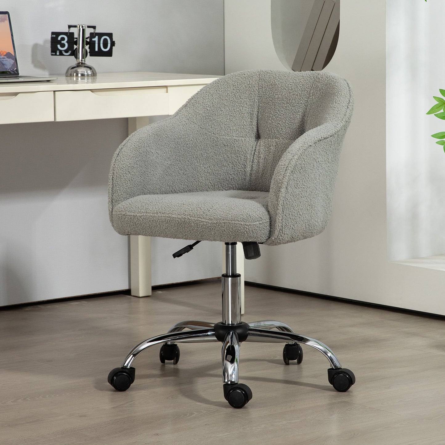Ergonomic Office Chair, Teddy Fleece, Adjustable Height