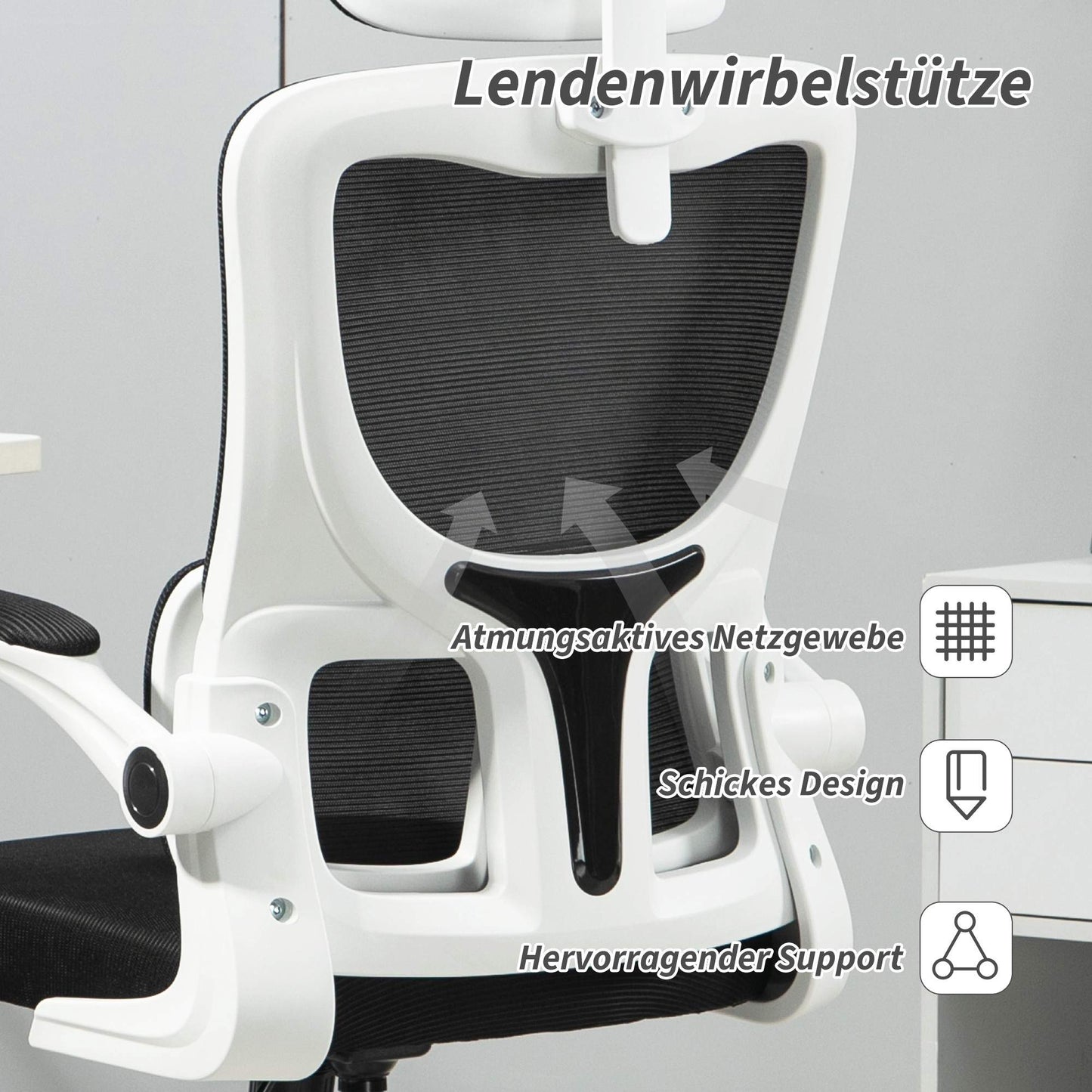 Ergonomic Office Chair with Adjustable Headrest, Black Mesh