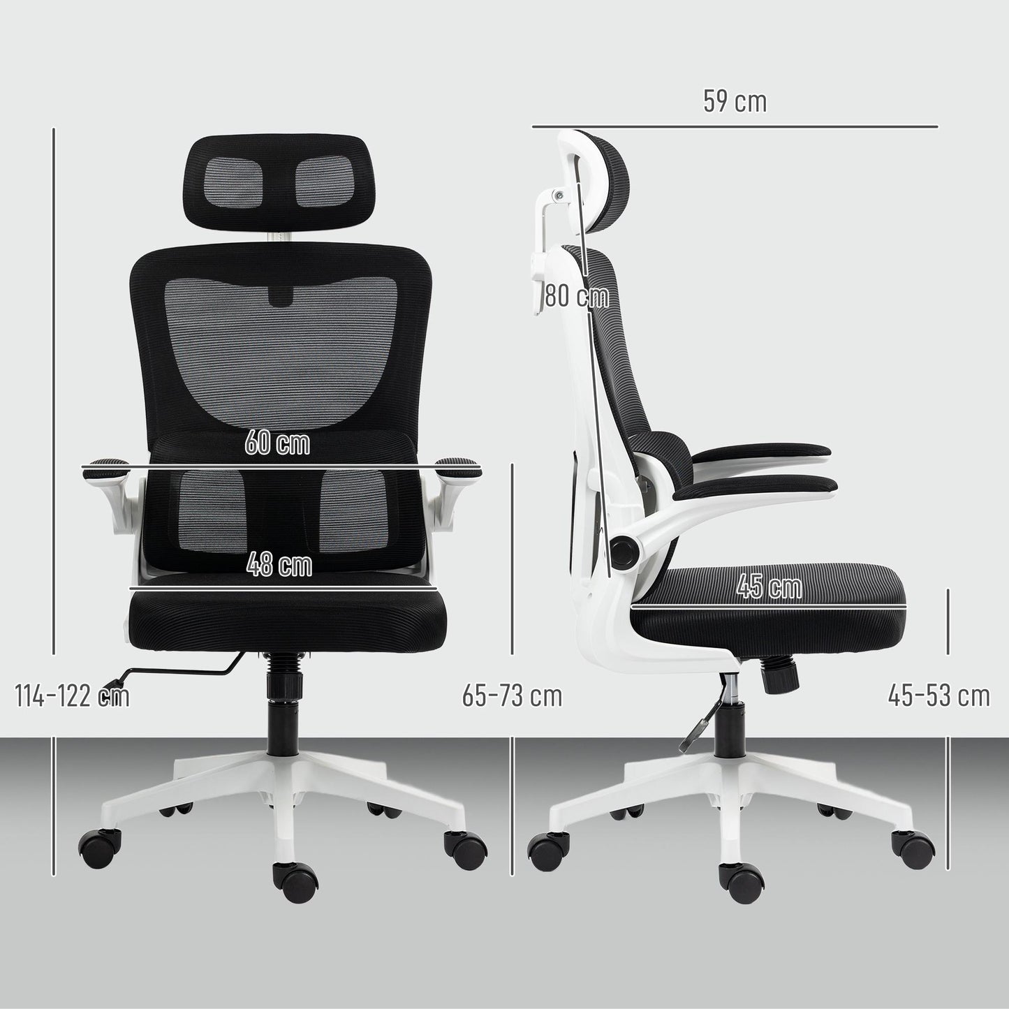 Ergonomic Office Chair with Adjustable Headrest, Black Mesh