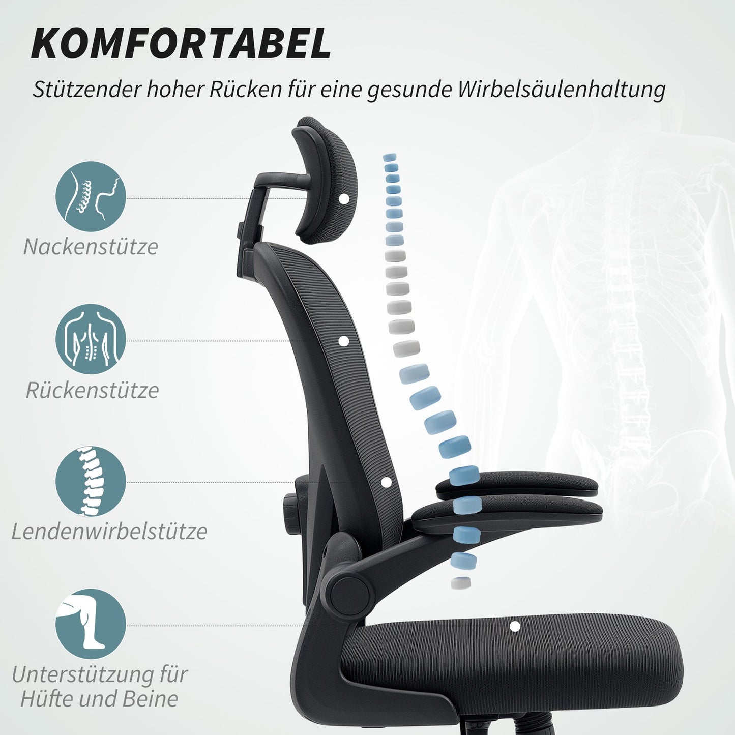 Ergonomic Office Chair with Adjustable Headrest and Lumbar Support