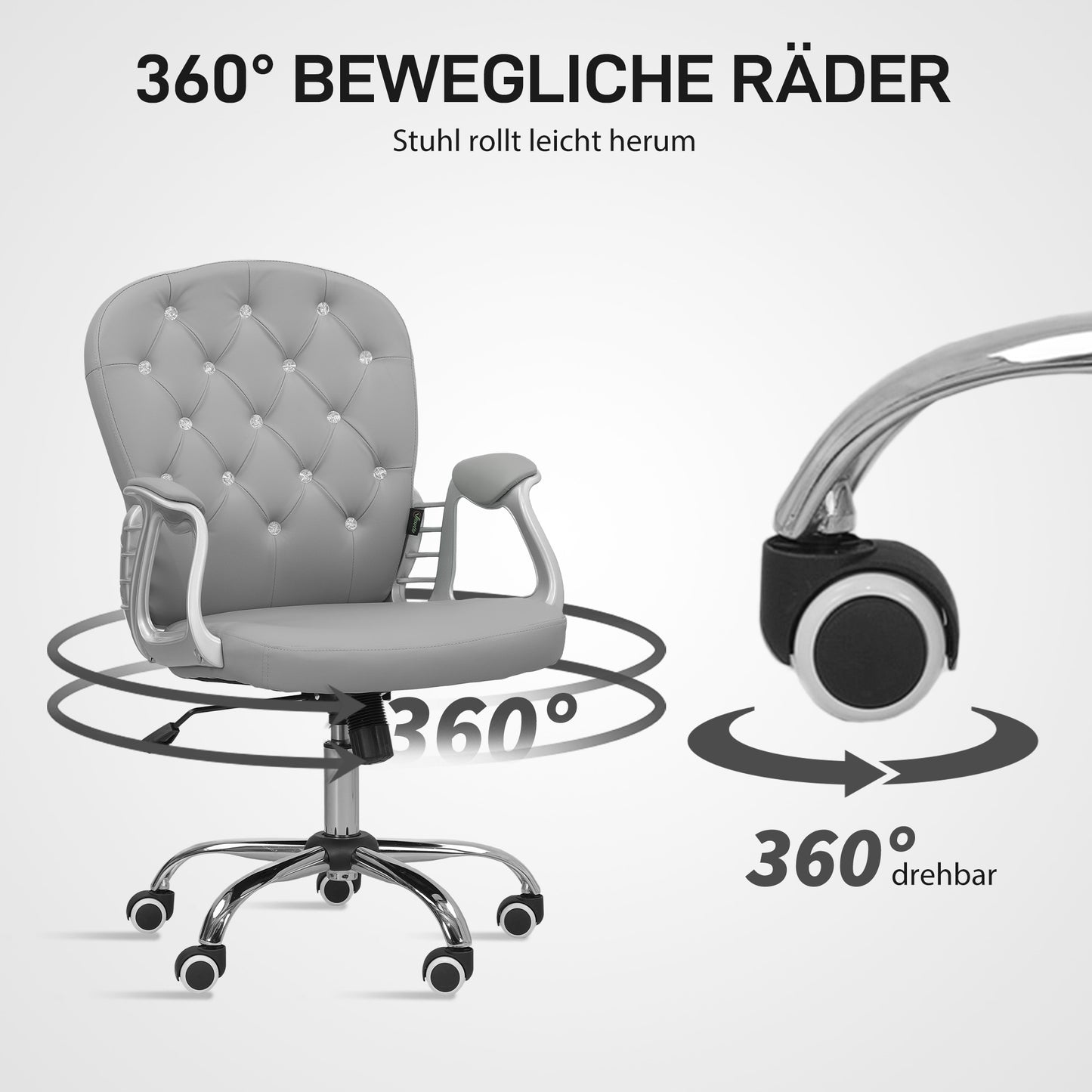 Ergonomic Office Chair with Armrests, Light Grey, Adjustable