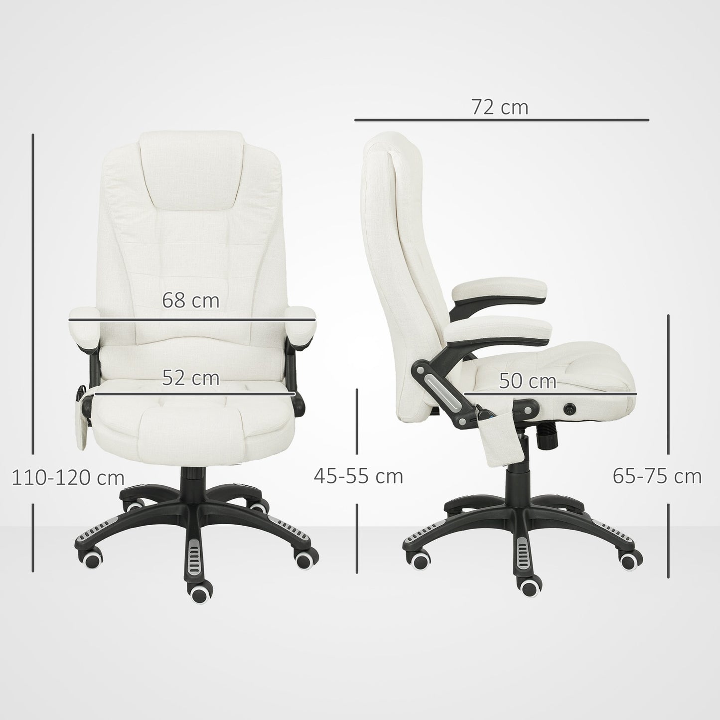 Ergonomic Office Chair with Massage, Cream White, 68x72x110-120 cm