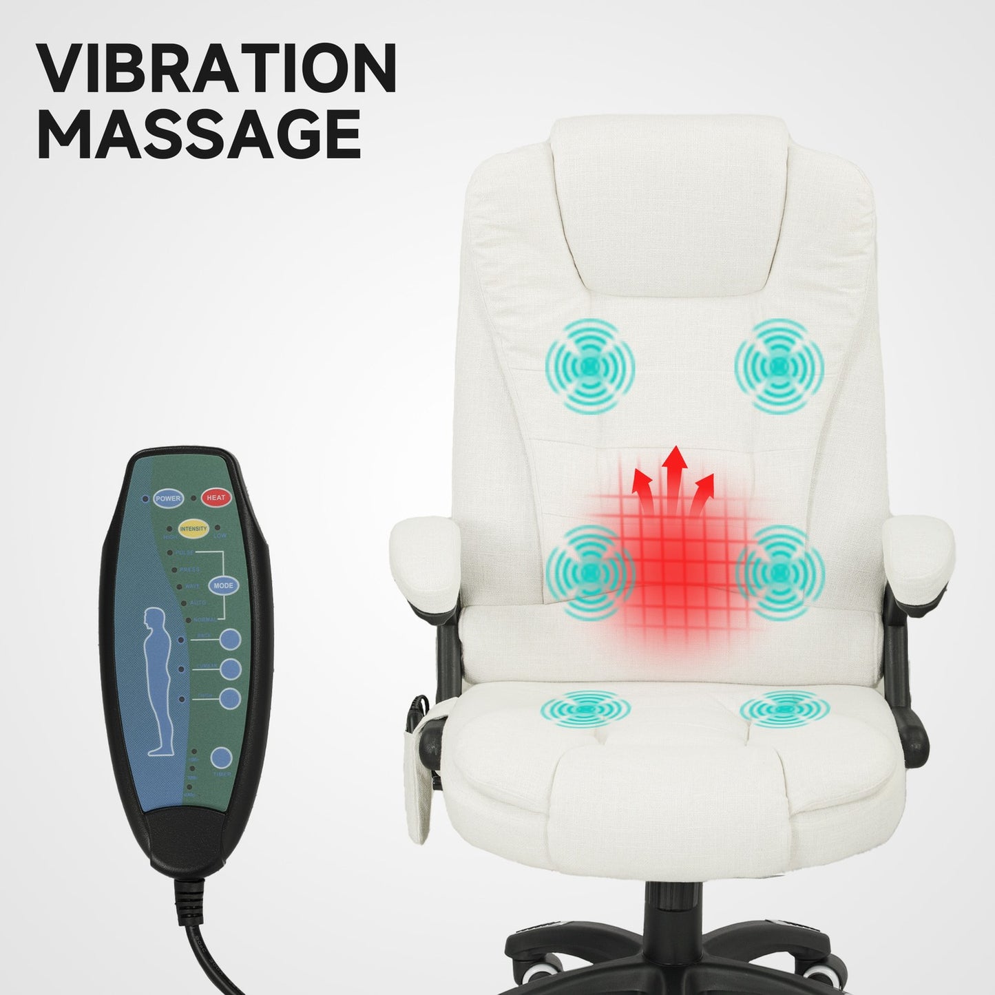 Ergonomic Office Chair with Massage, Cream White, 68x72x110-120 cm