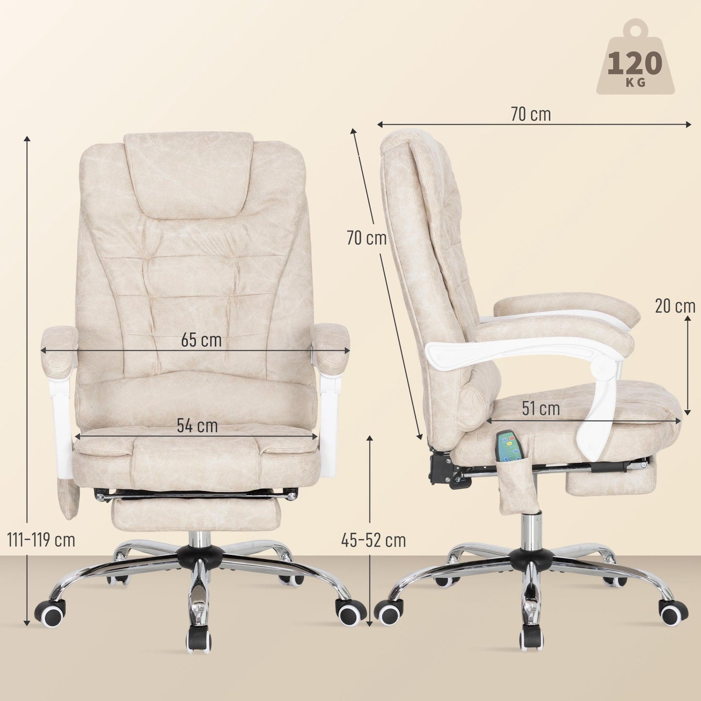Ergonomic Office Chair with Massage, Recline & Footrest