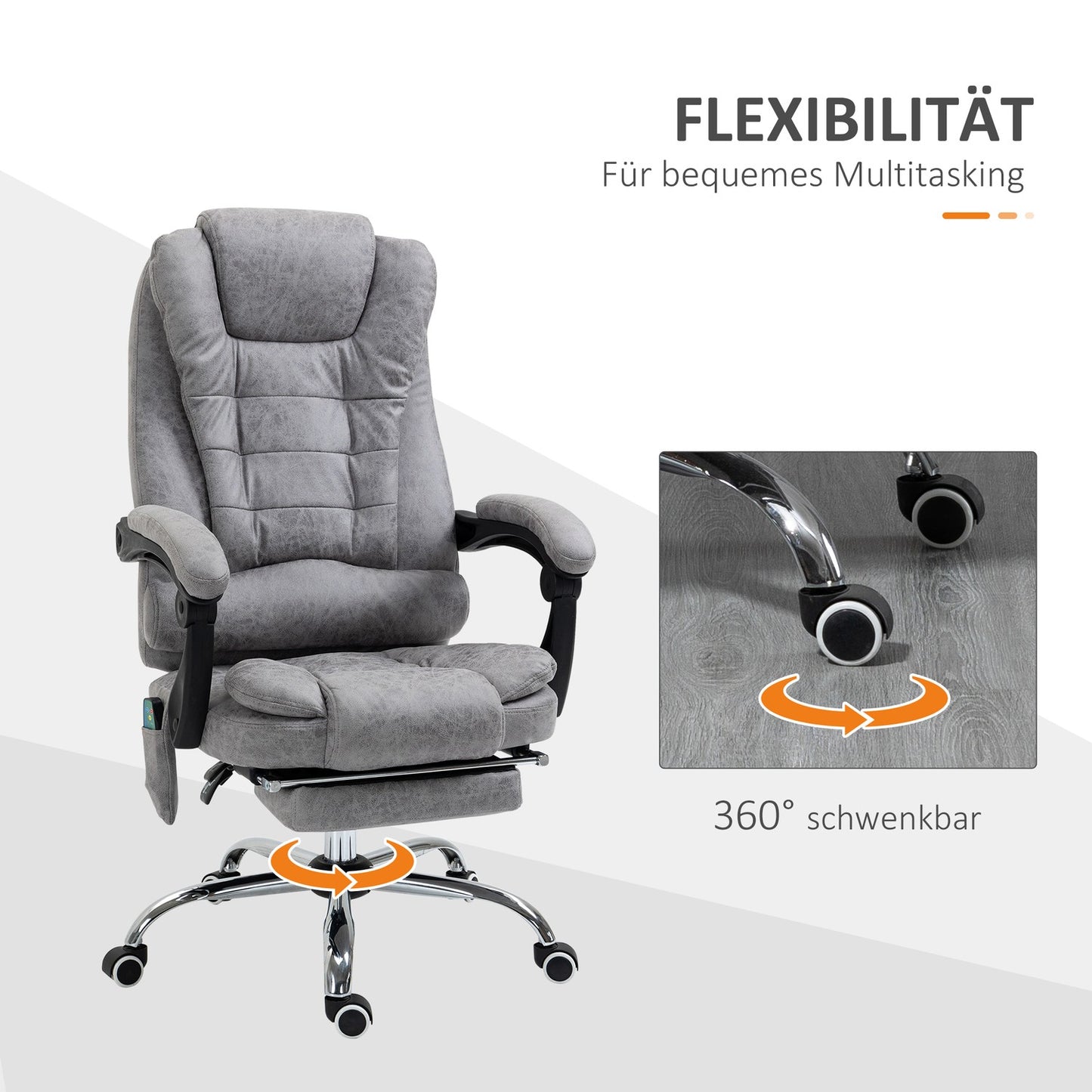 Ergonomic Office Chair with Massage, Recline & Heat, Gray