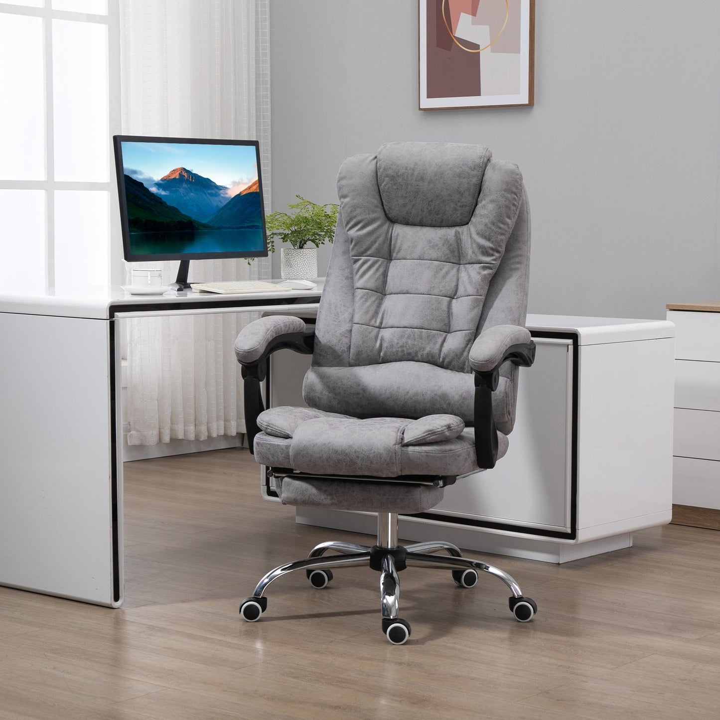 Ergonomic Office Chair with Massage, Recline & Heat, Gray