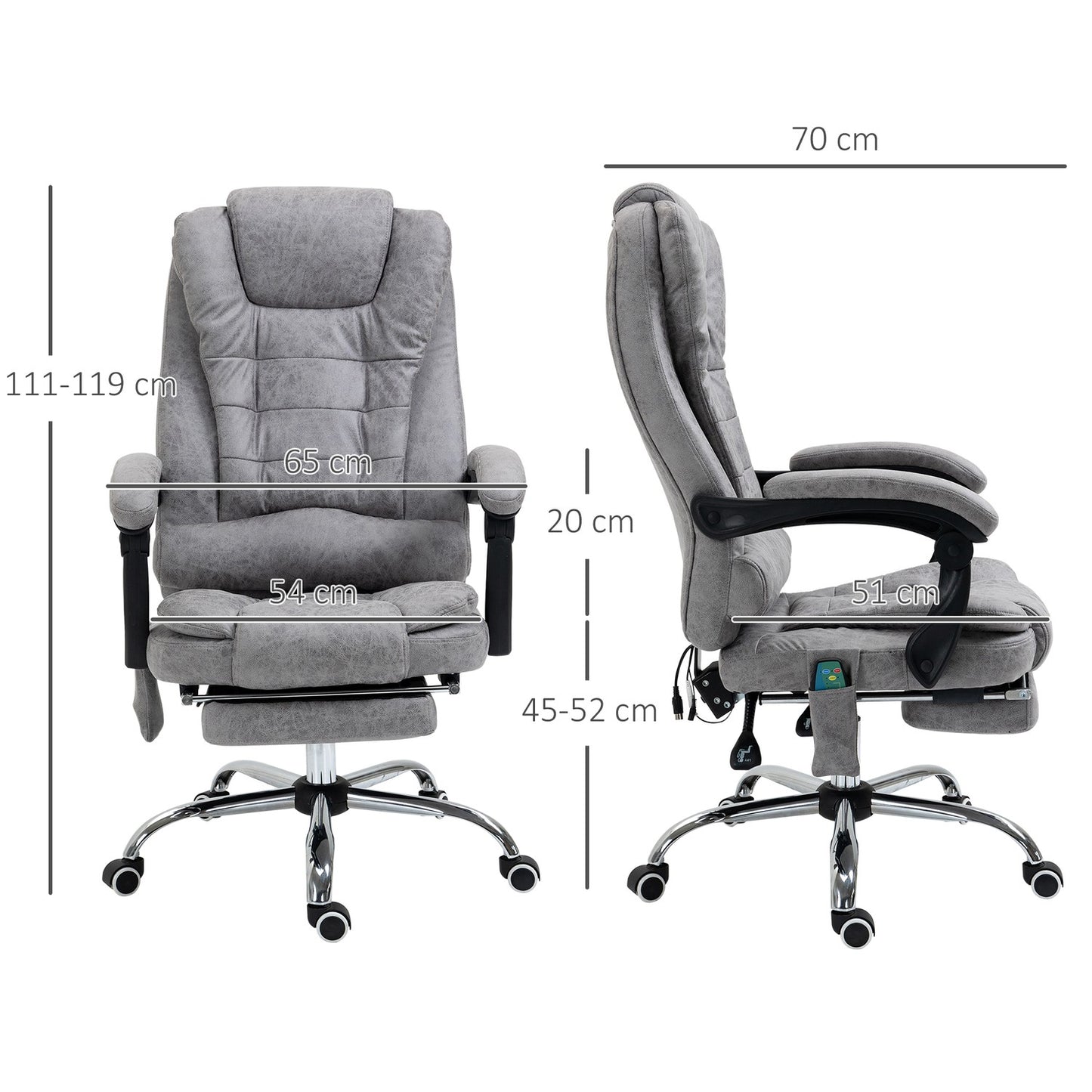 Ergonomic Office Chair with Massage, Recline & Heat, Gray