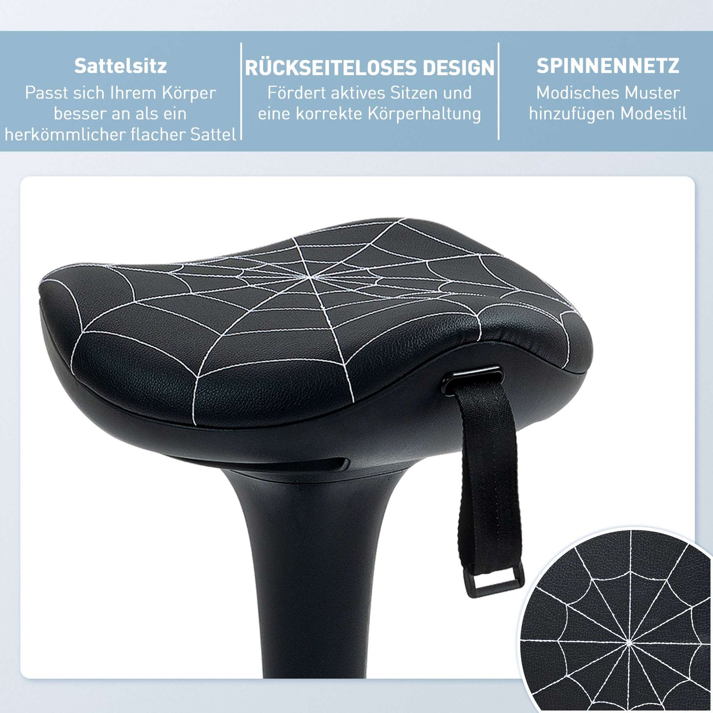 Ergonomic Standing Stool with Adjustable Height, Black