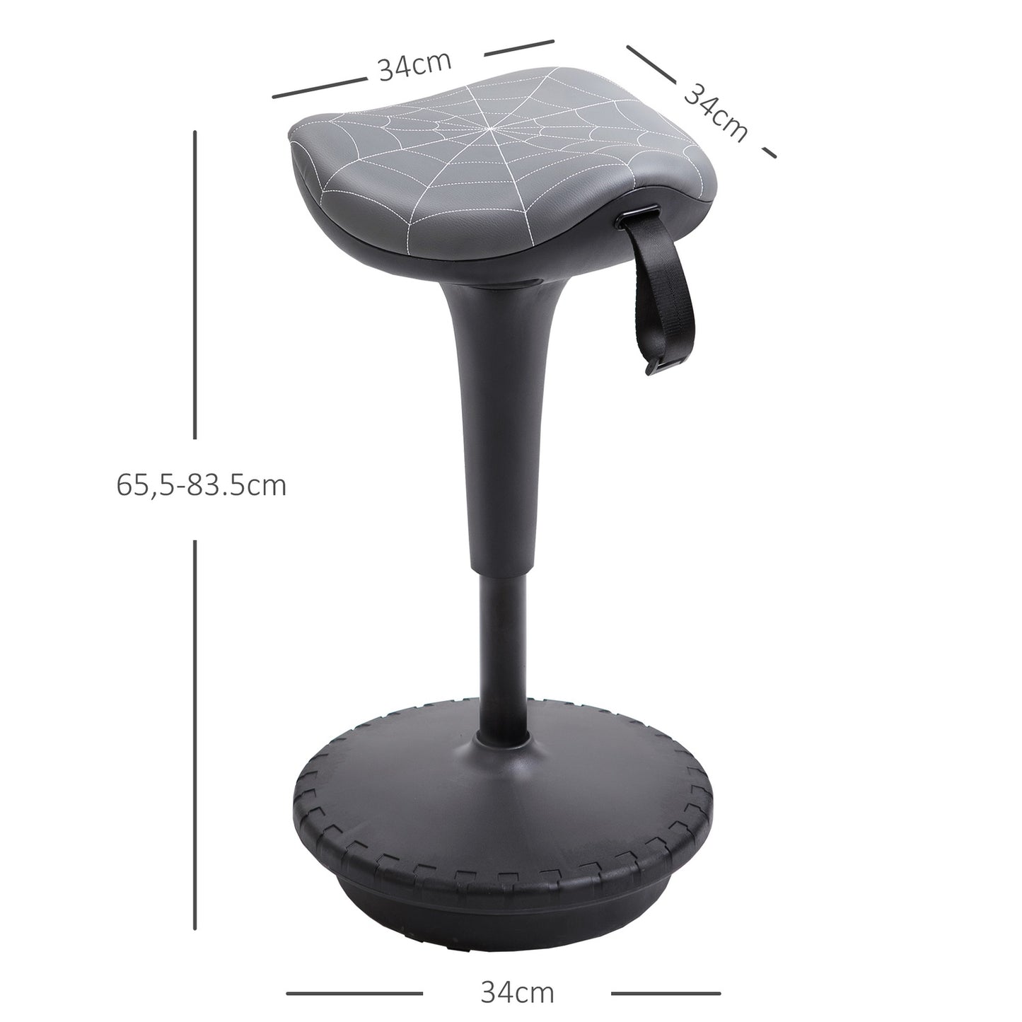 Ergonomic Swivel Stool, Adjustable Height 65.5-83.5 cm, Grey