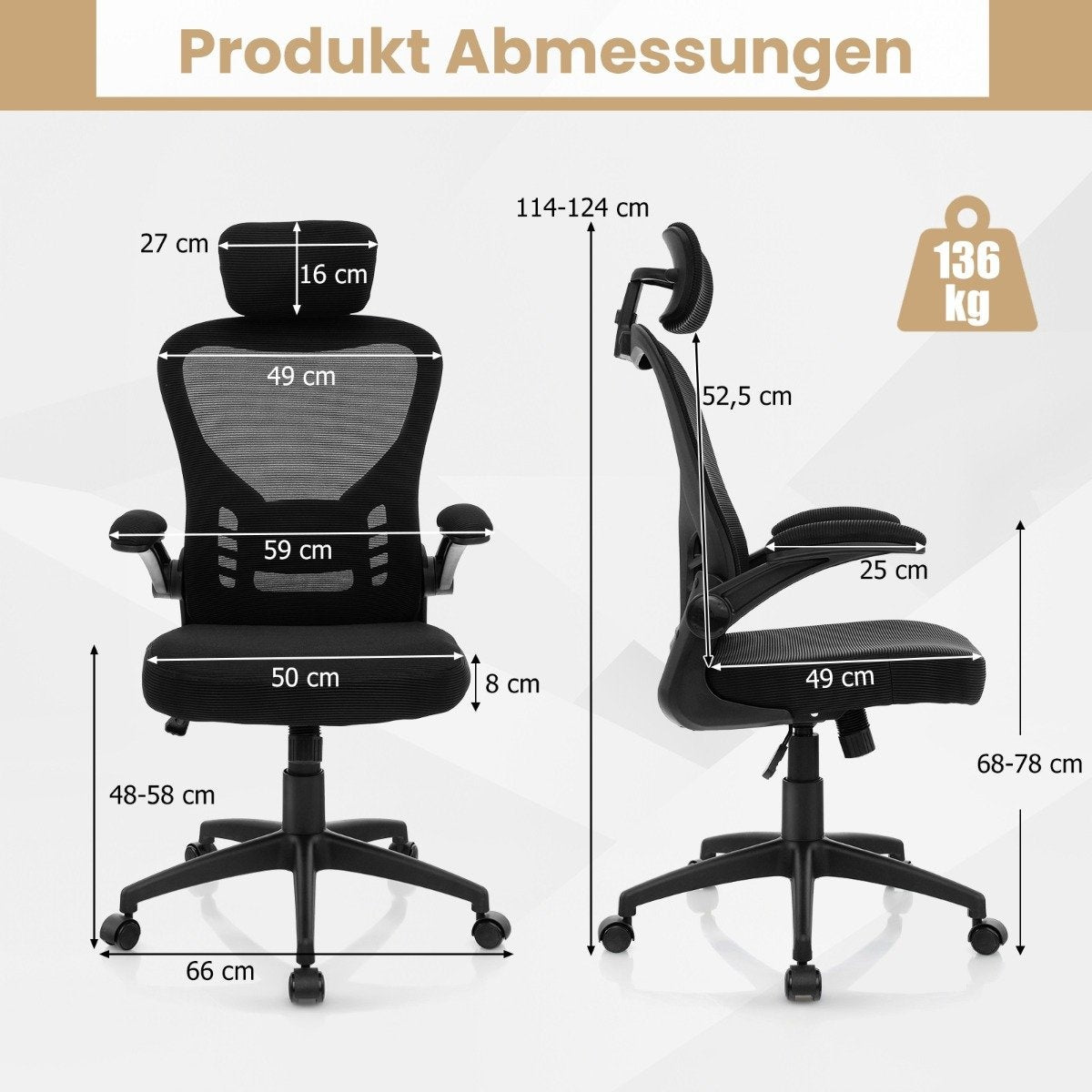 Ergonomic mesh office chair with rocking back executive chair swivel PC chair