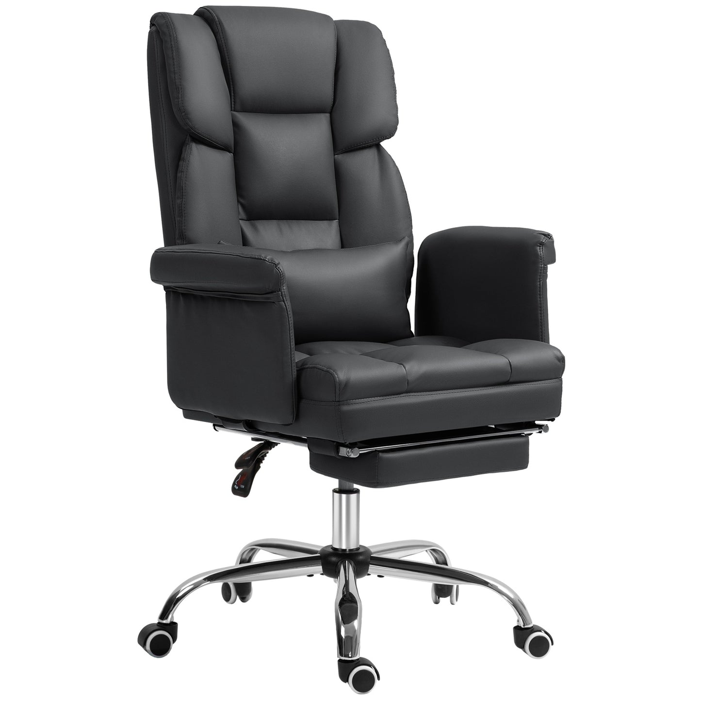 Ergonomic office chair, height adjustable 48-56 cm, reclining backrest, footrest, black