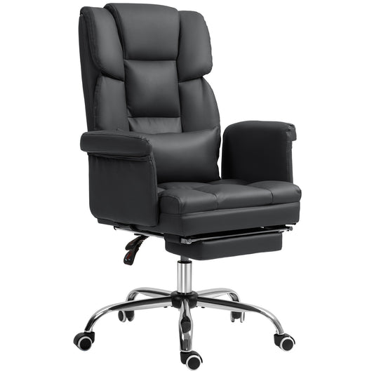 Ergonomic office chair, height adjustable 48-56 cm, reclining backrest, footrest, black
