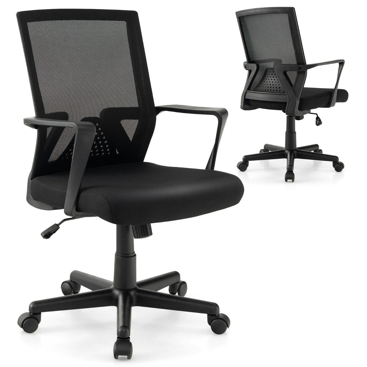 Ergonomic office chair with lumbar support and rocker function desk chair black