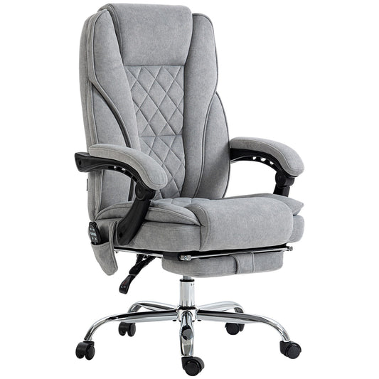 Ergonomic office chair with massage function, footrest, swivel, rollable, grey