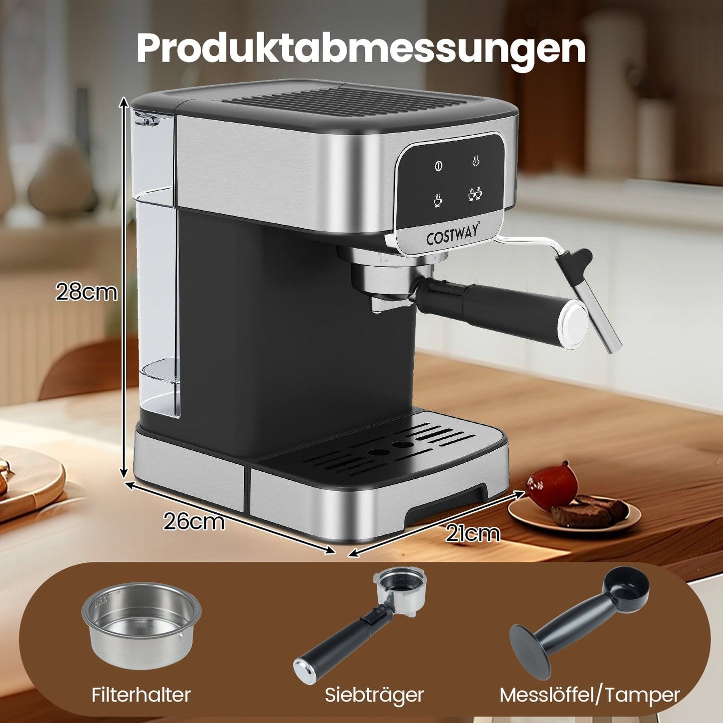 Espresso Machine 20 Bar, 1200W, Milk Frother, 1.8L Tank