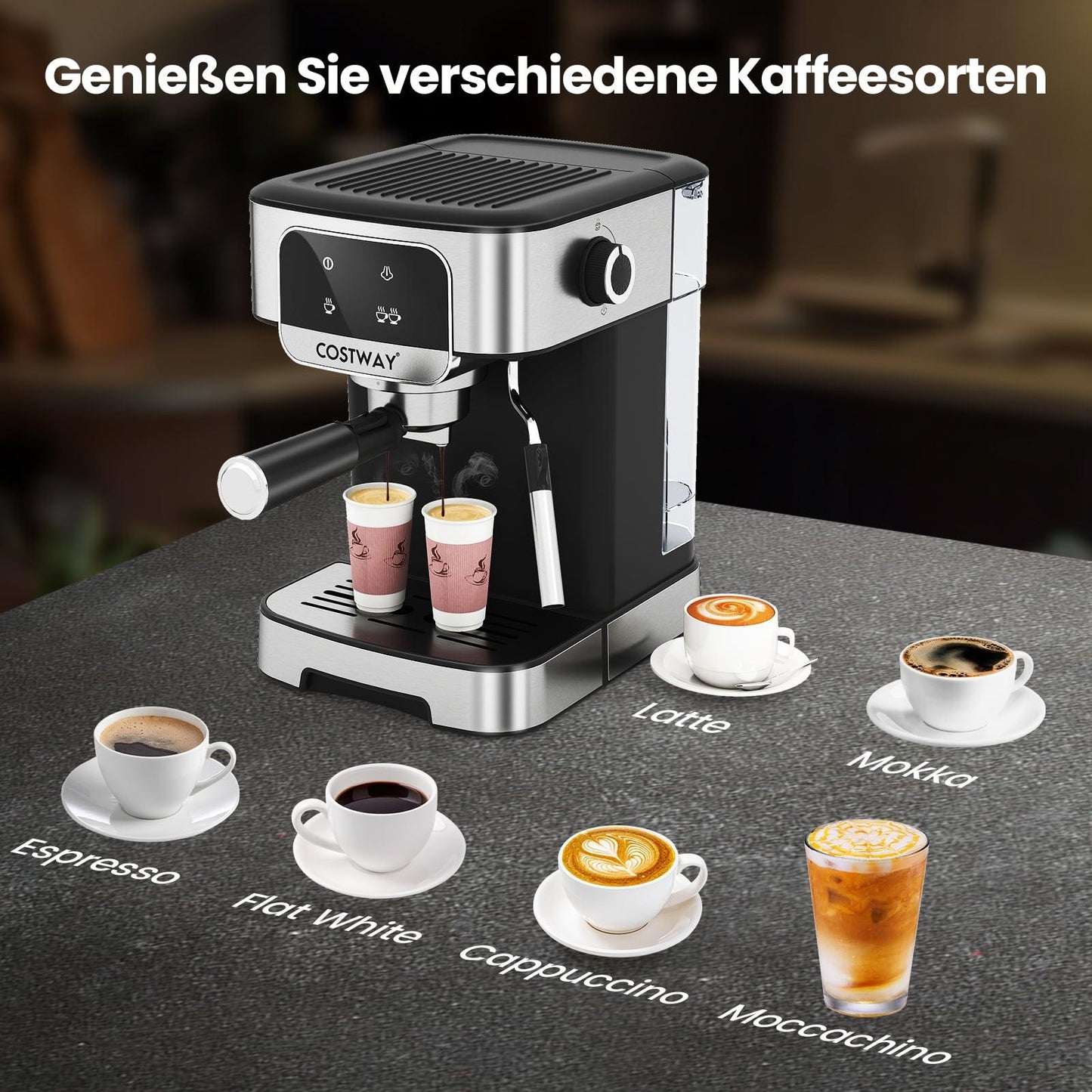 Espresso Machine 20 Bar, 1200W, Milk Frother, 1.8L Tank