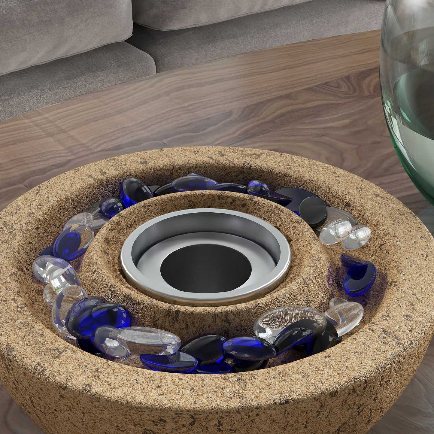 Ethanol spit bowl, 0.4L, stone look, heats up to 10m²