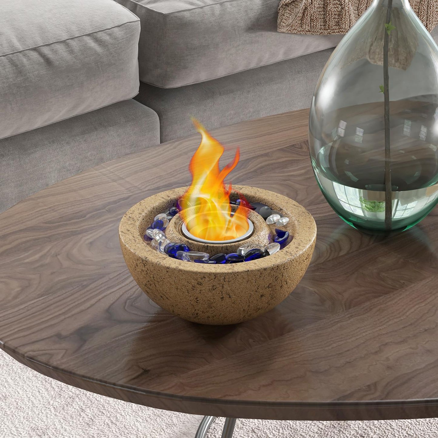 Ethanol spit bowl, 0.4L, stone look, heats up to 10m²