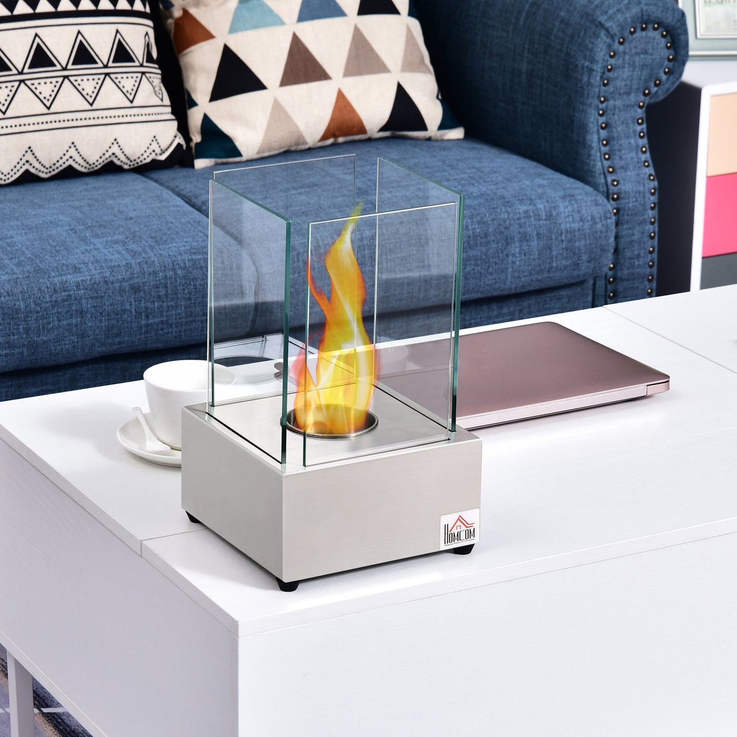 Ethanol fireplace in stainless steel, 0.4L, smoke-free