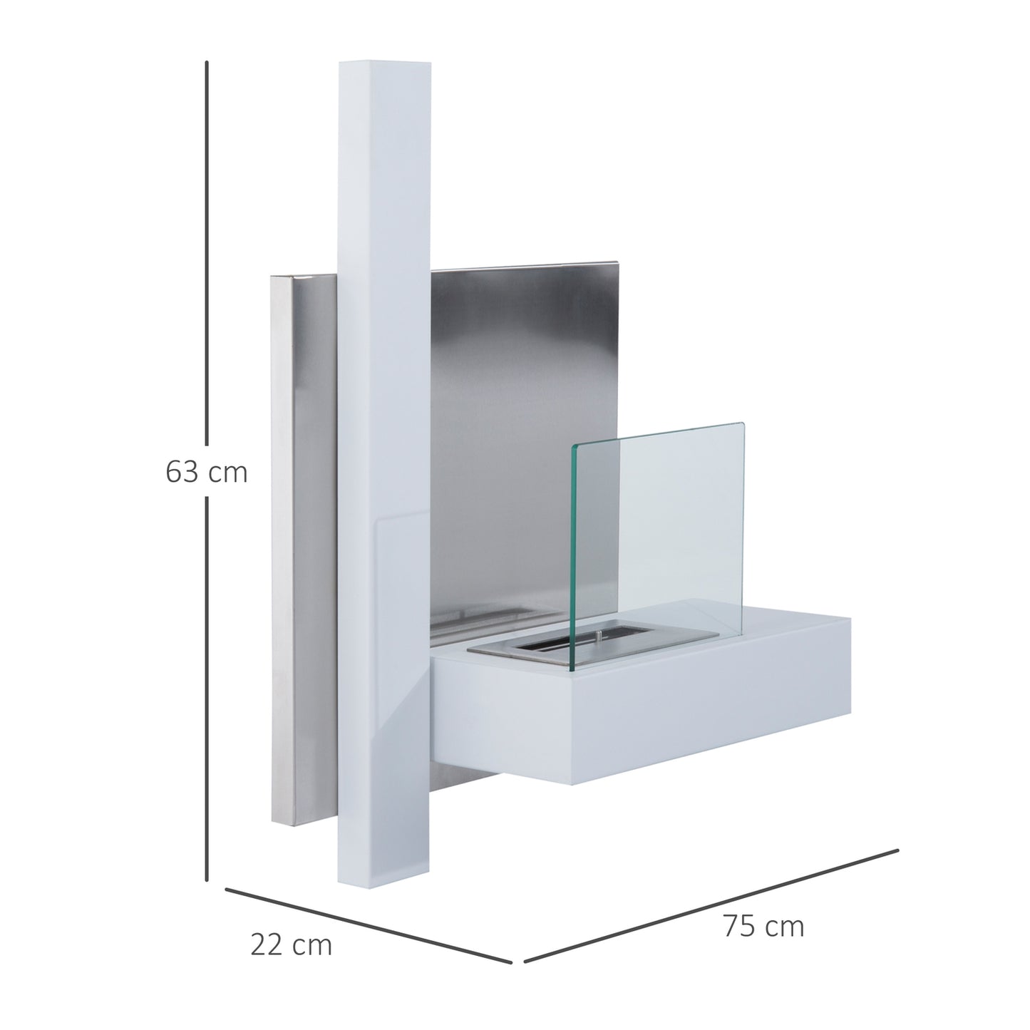 Bio-ethanol fireplace burner, 1.5L, stainless steel, wall mountable