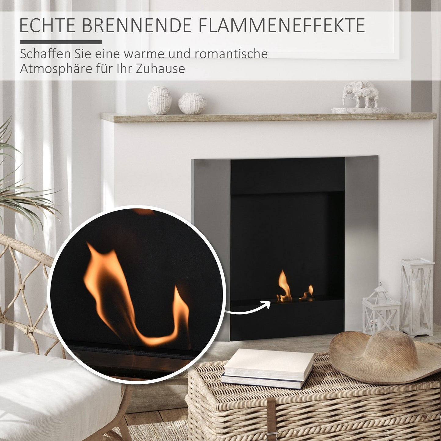 Wall-mounted bioethanol stove - Steel, smoke-free