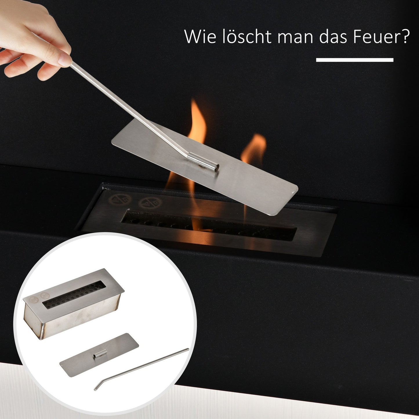 Wall-mounted bioethanol stove - Steel, smoke-free