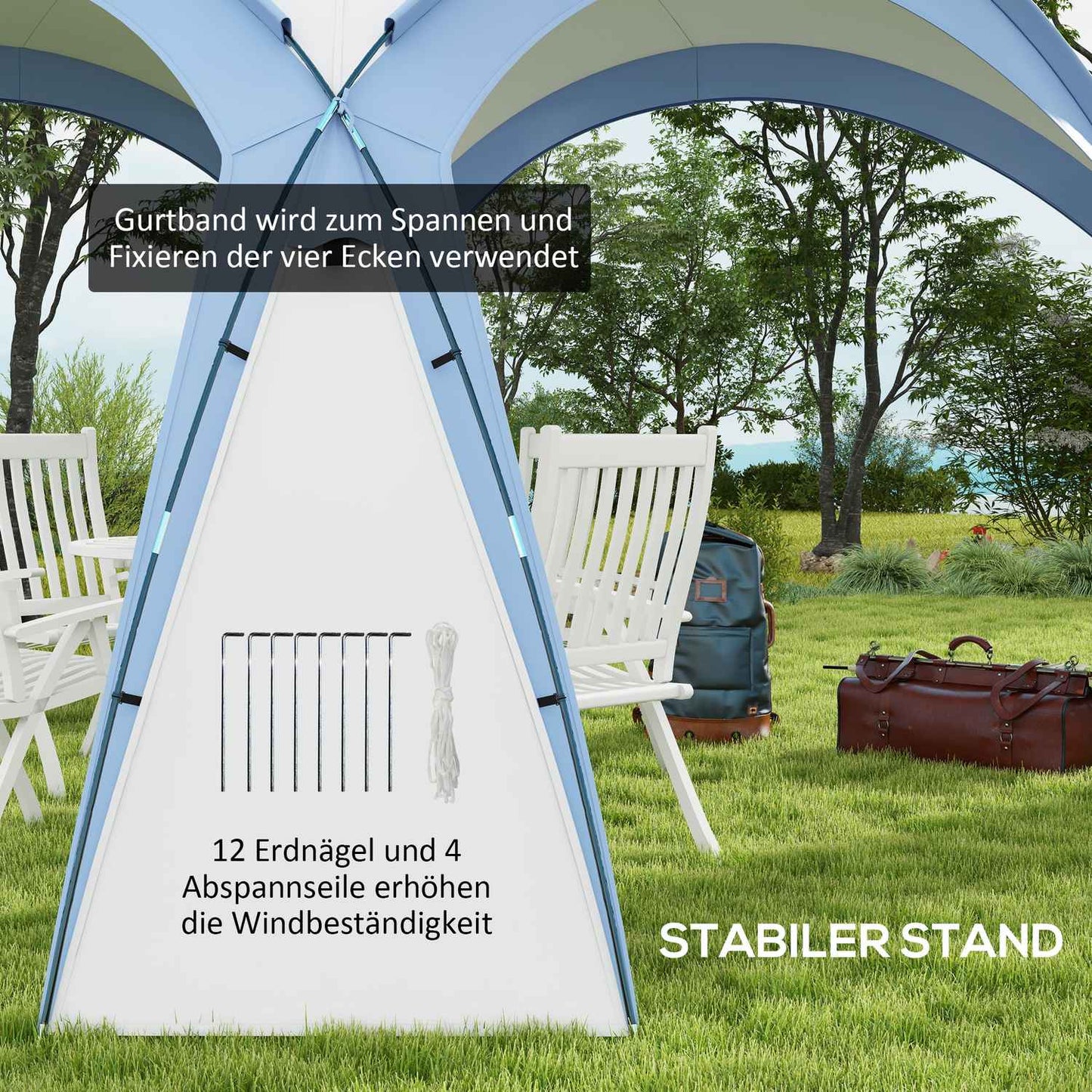 Gazebo 3.5x3.5 m with hook door, Water-repellent, Blue