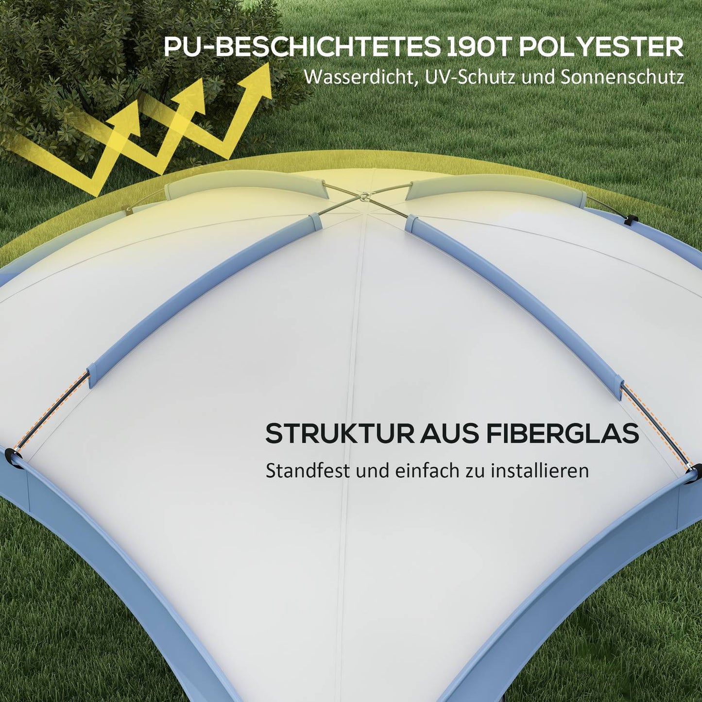 Gazebo 3.5x3.5 m with hook door, Water-repellent, Blue