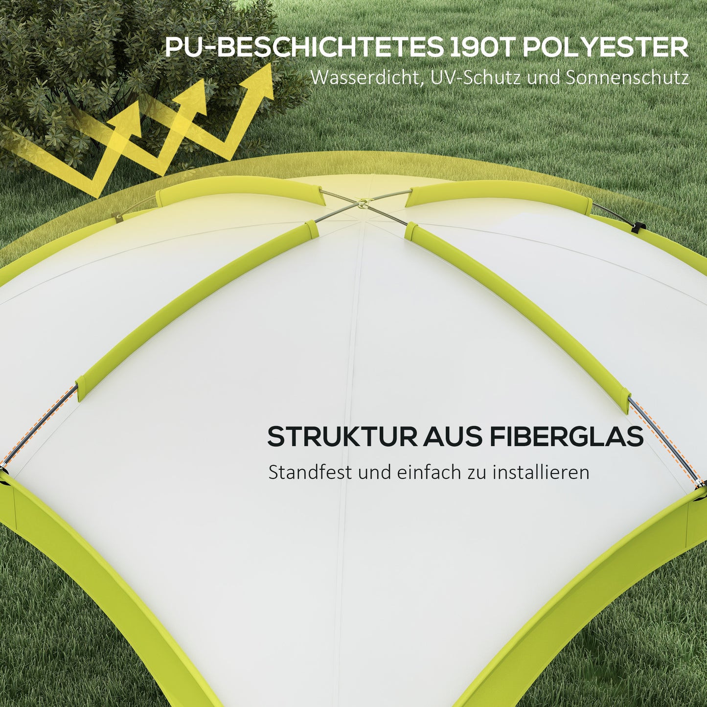 Water-repellent 3.5x3.5m garden shelter with sun protection
