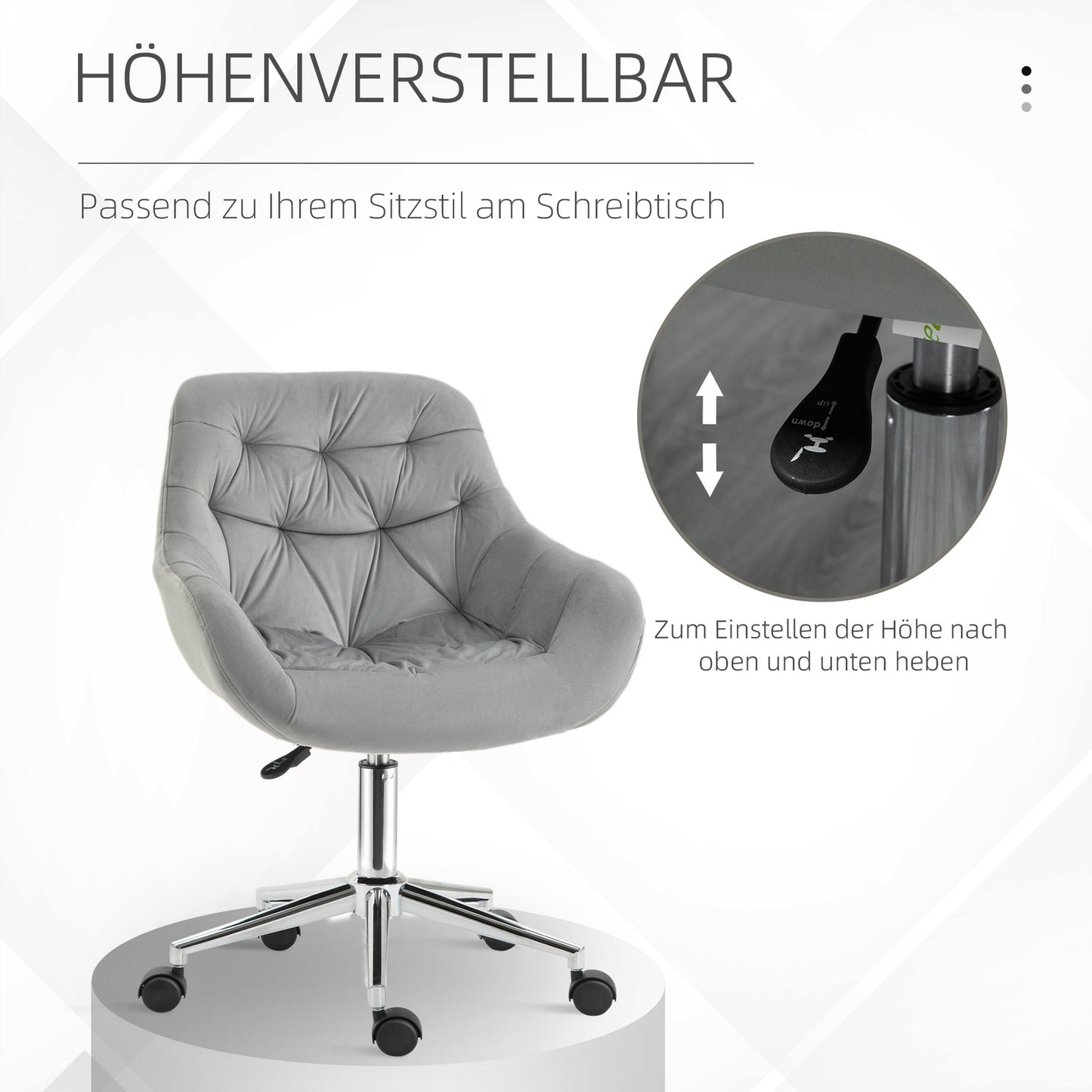 Executive Office Chair, adjustable height, gray polyester
