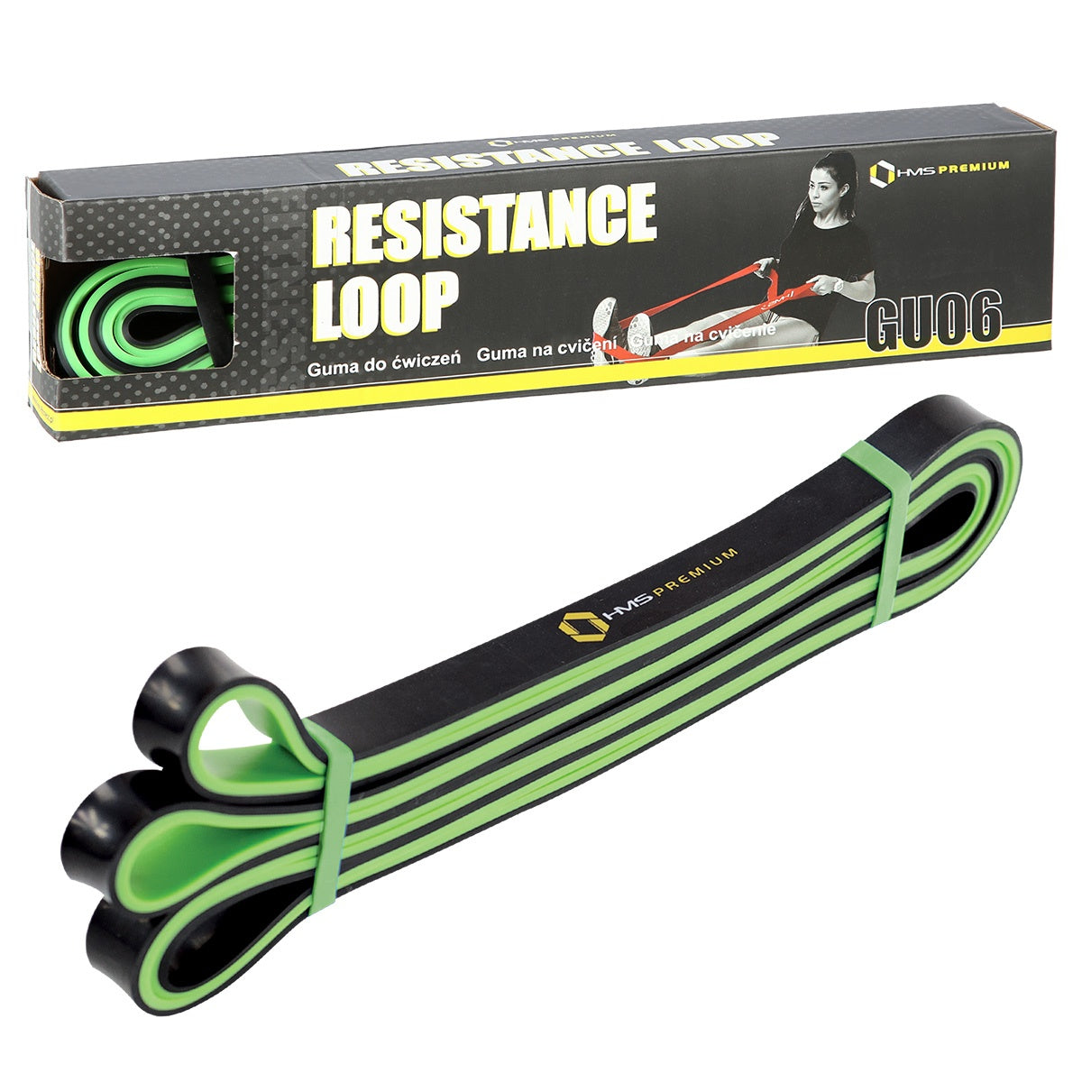 Exercise Band, Black-Lime, Adjustable Resistance