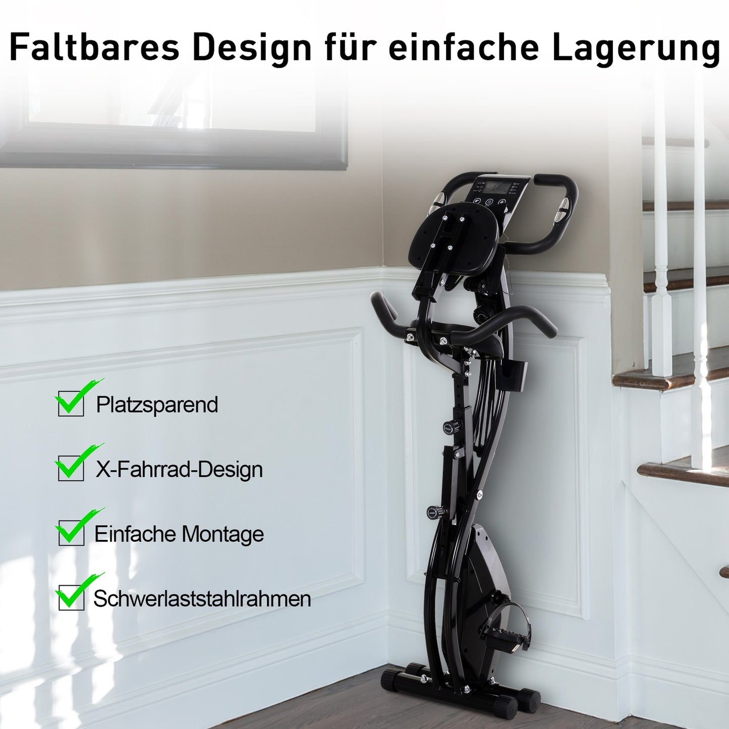Folding 2-in-1 exercise bike with 8-level resistance
