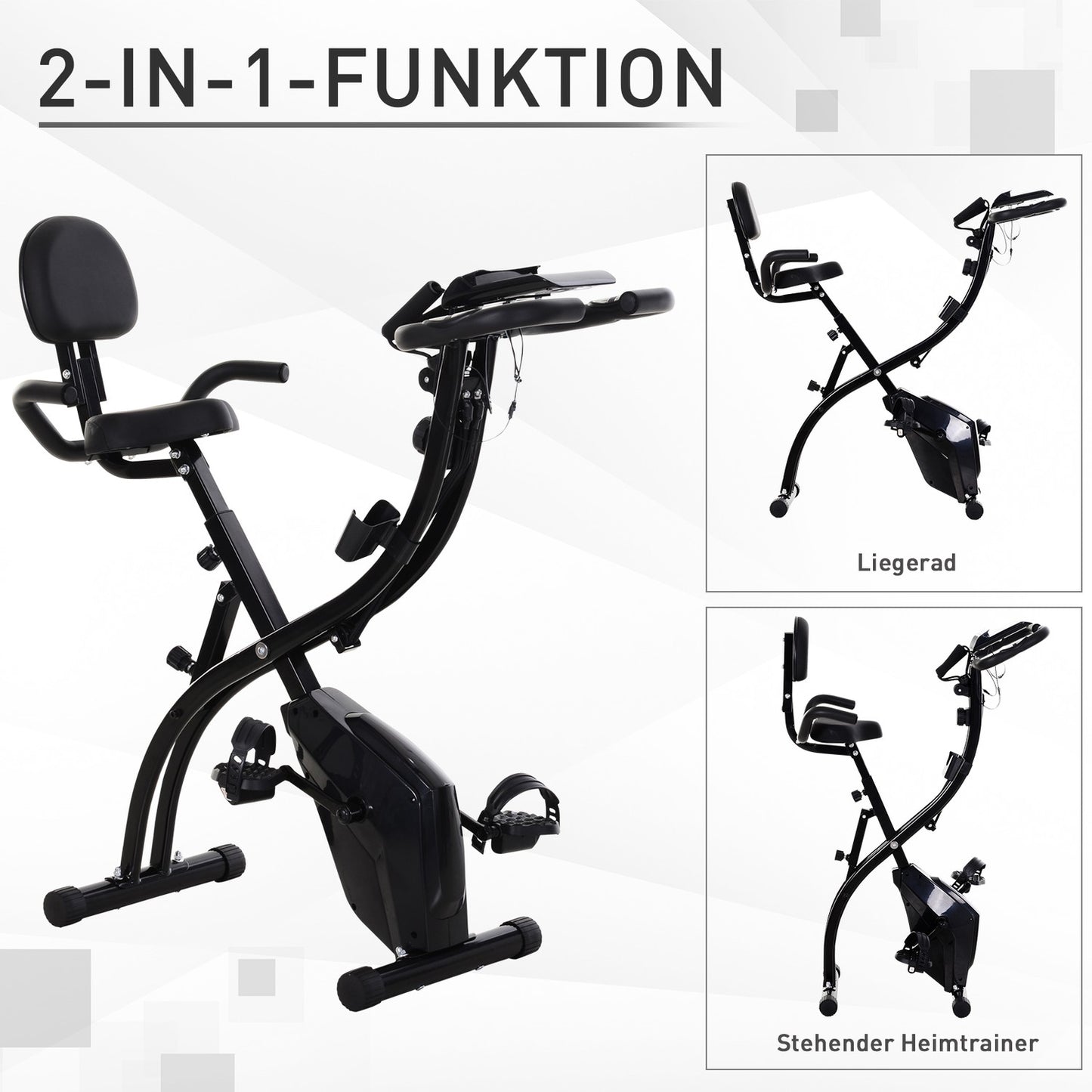 Folding 2-in-1 exercise bike with 8-level resistance