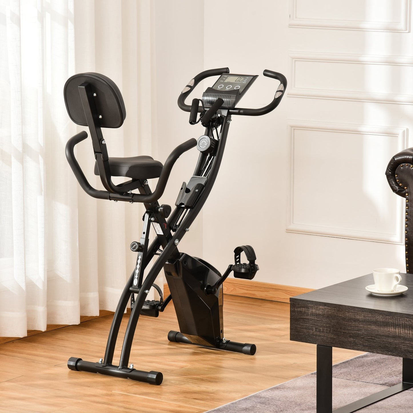 Folding 2-in-1 exercise bike with 8-level resistance