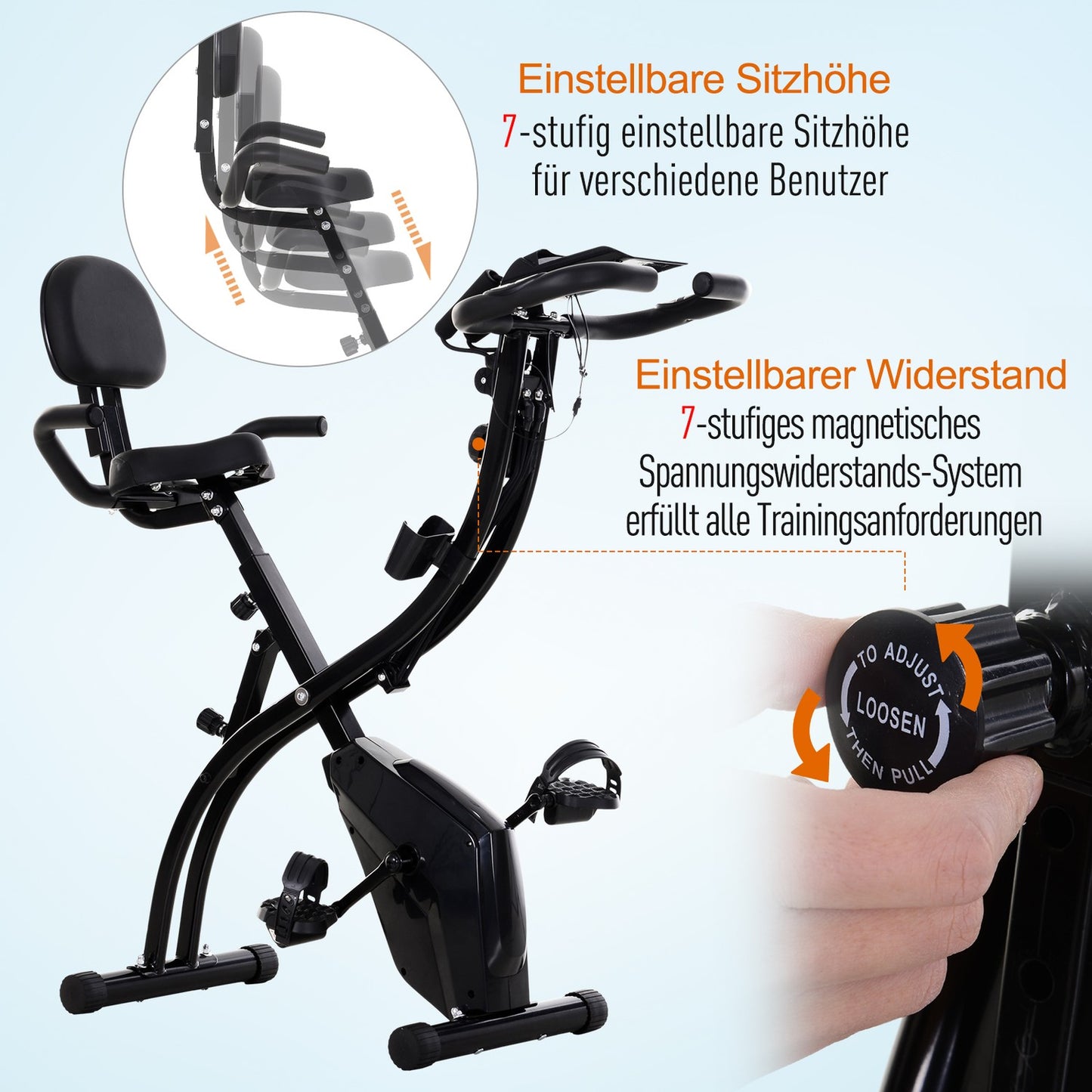 Folding 2-in-1 exercise bike with 8-level resistance