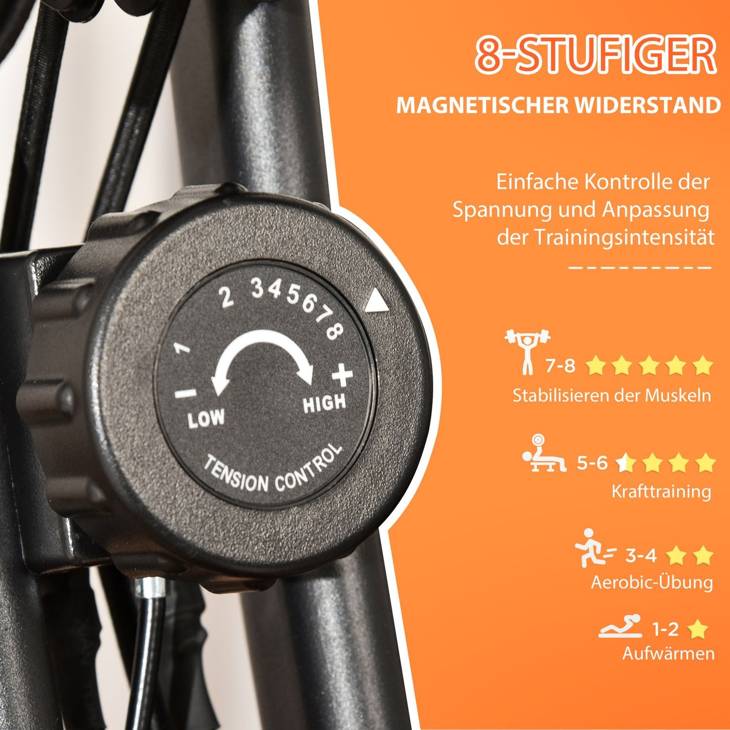 Folding exercise bike with LCD screen and 8-level resistance