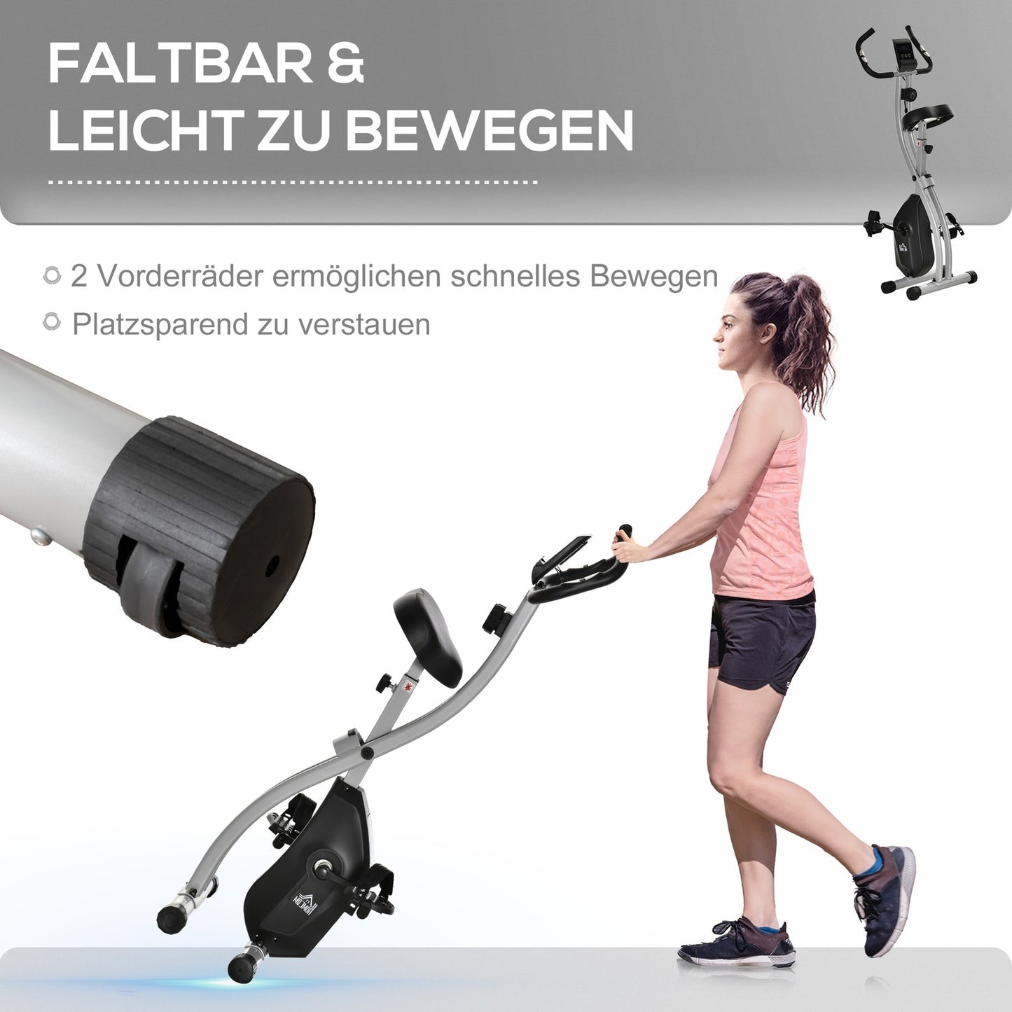 Folding exercise bike, 8-level magnetic resistance