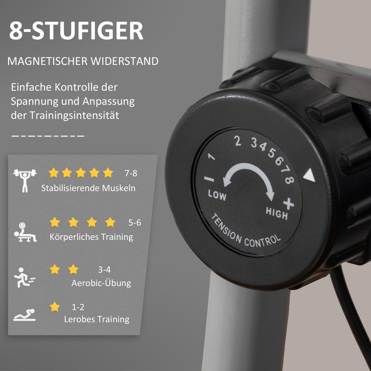 Folding exercise bike, 8-level magnetic resistance