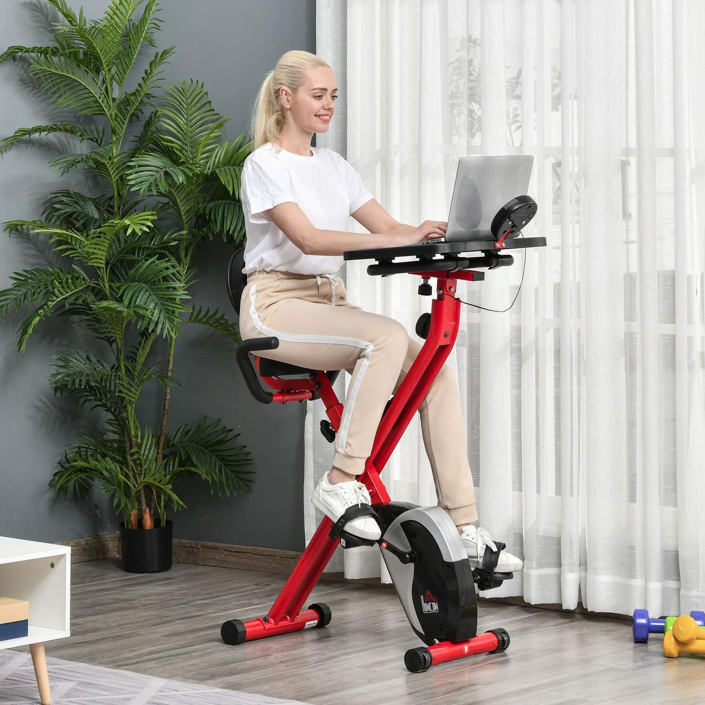 Exercise bike, 1.5 kg flywheel, 8-level resistance, red/black