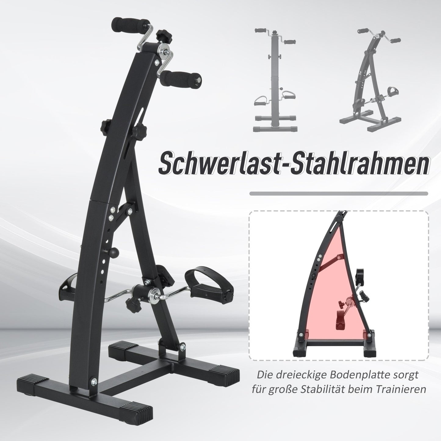 Exercise bike trainer for seniors, robust steel, black