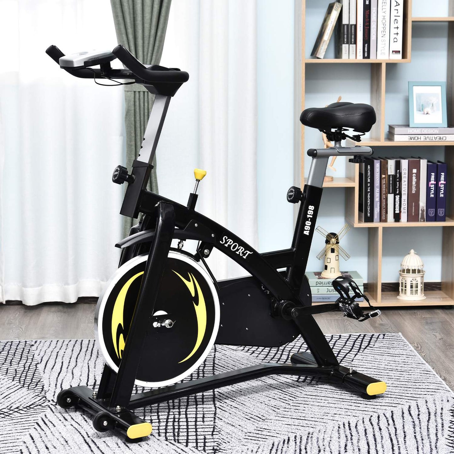 Exercise bike, 10 kg flywheel, adjustable height, black