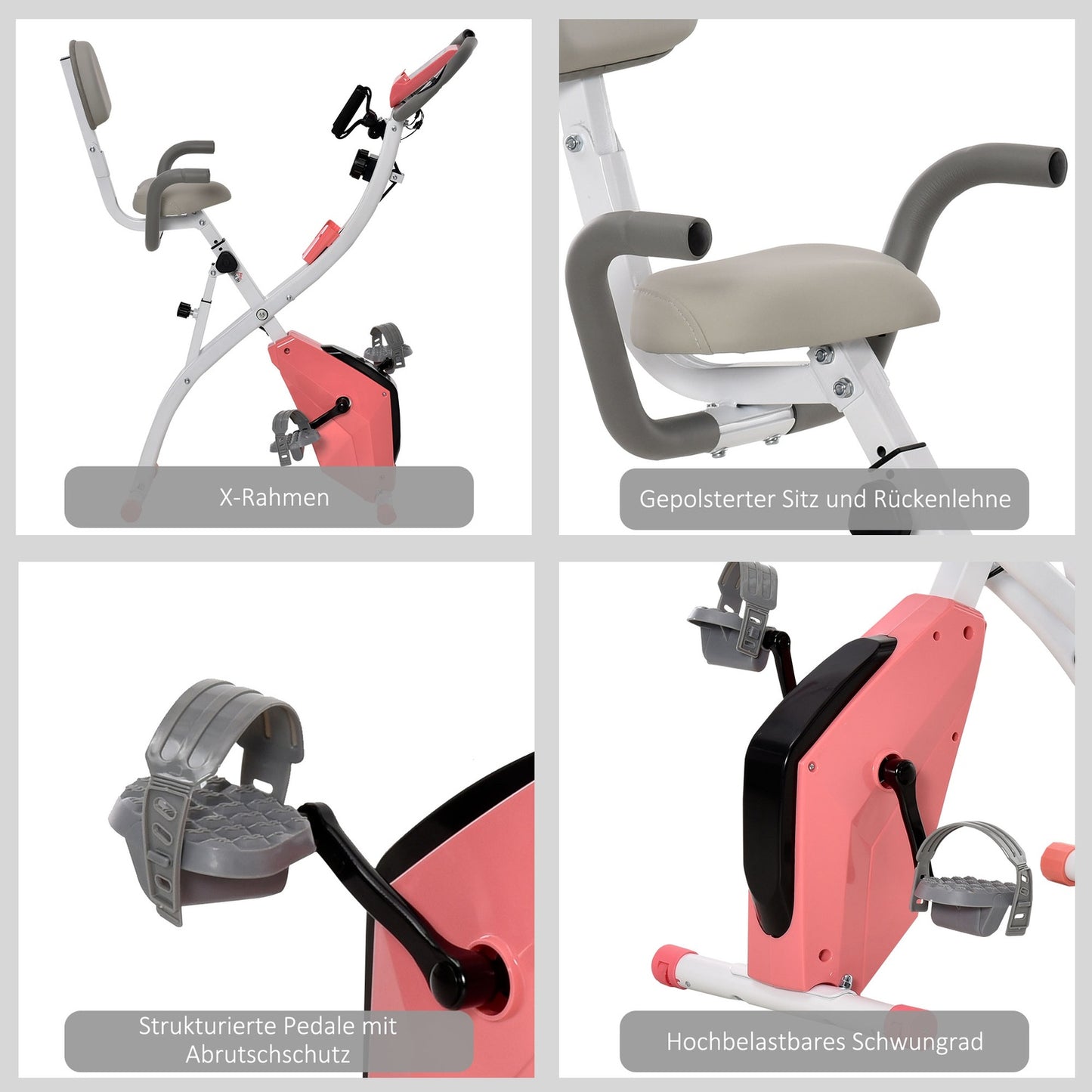 Folding exercise bike - 2-in-1 trainer with LCD and 8 resistance levels
