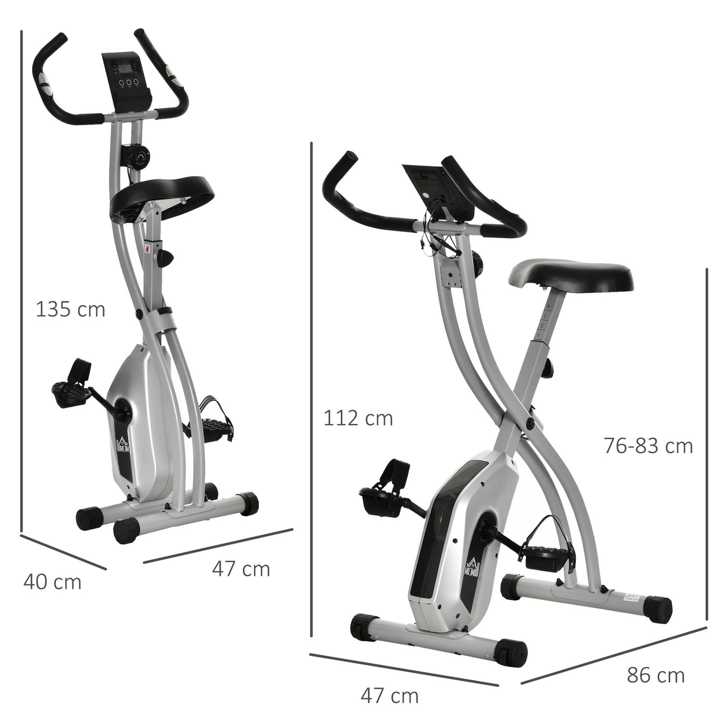 Folding exercise bike with 8-level magnetic resistance
