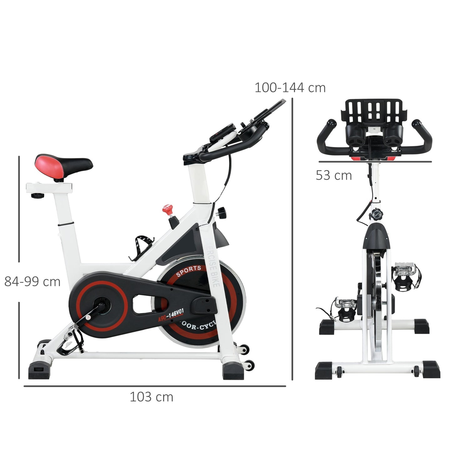 Indoor exercise bike, adjustable seat, LCD screen, steel