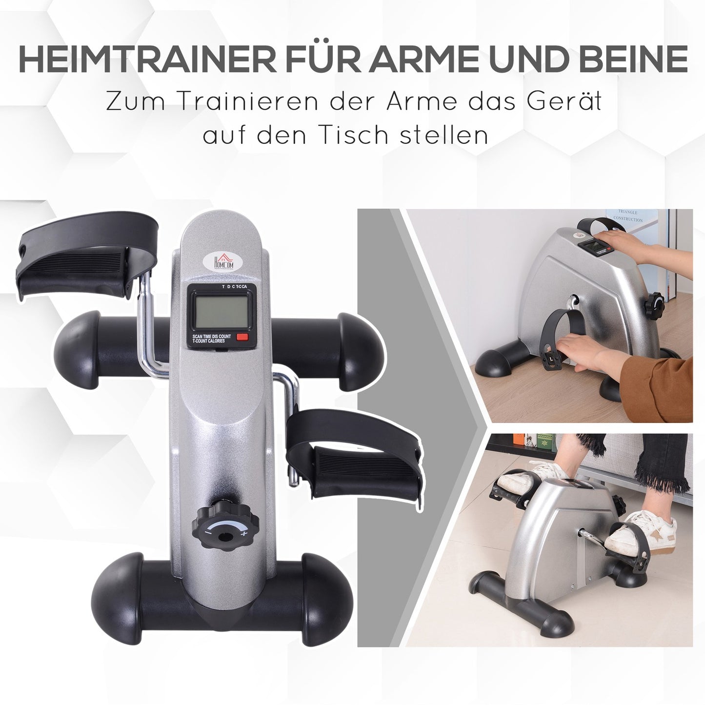Mini exercise bike with LCD Display, Silver, 35x40x31 cm