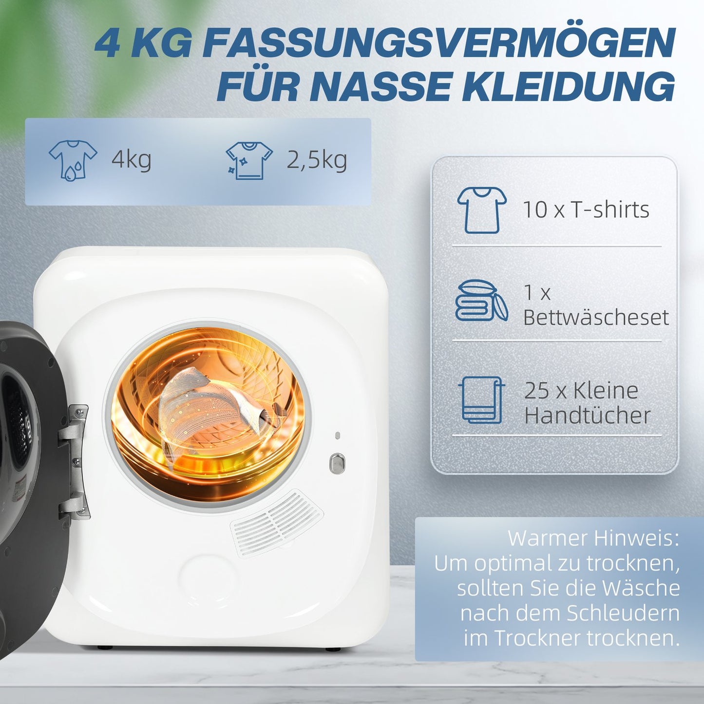 4 kg Exhaust dryer, Disinfection, Smart Mode, White