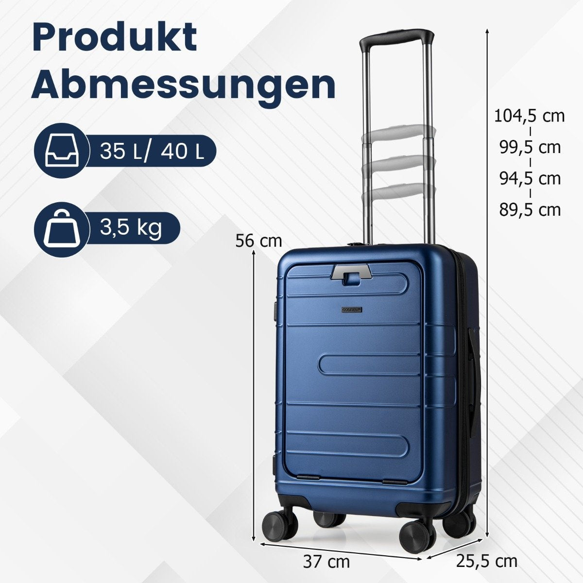 Expandable 20"" Lightweight PC Hardshell Luggage with USB Port