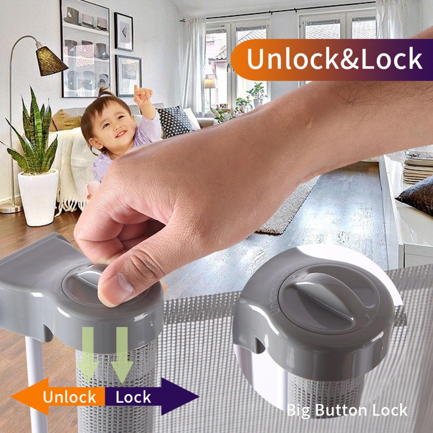 Expandable Child Safety Gate for Doors and Stairs