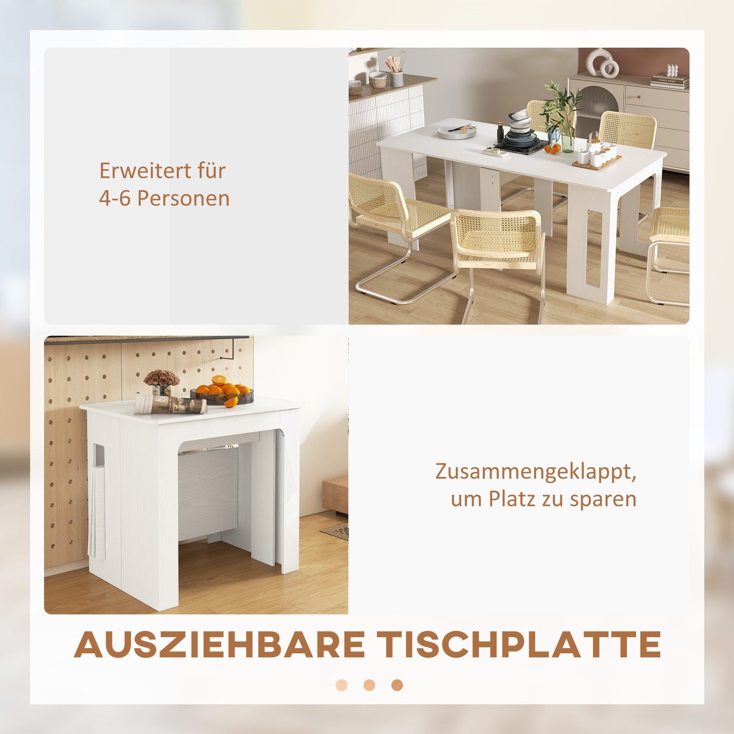 Extendable Dining Table, White, 60-180 x 85 x 75 cm